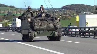 1) Panzerverschiebung Panzerkolonne auf Autobahn A1 M113 / M109 / M548 Armored column on the highway