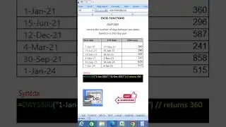 #shorts #excel #exceltutorial #excelformulas #excelfunctions, #exceltips #datefunction #DAYS360