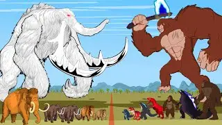 ELEPHANT MAMMOTH vs T-REX DINOSAURS, KONG, GODZILLA: Who Will Win? 30 Minutes FUNNY of Godzilla