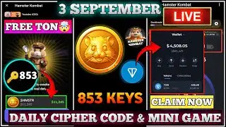 Hamster Kombat Mini game 3 September | Key कैसे unlock करे ? | Hamster Kombat Today Key|Daily Cipher