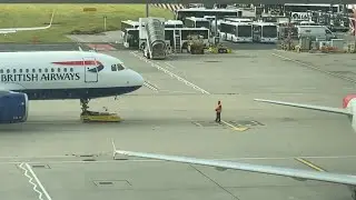 Remote Control Pushback British Airways Plane At London Heathrow Airport