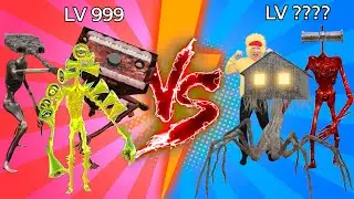 Team Siren Head vs Siren Head level up boss vs Human Hulk #16 with House Head