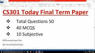 CS301 final term preparation,CS301 Final Term Preparation Important Topic,CS301 FinalTerm Past paper