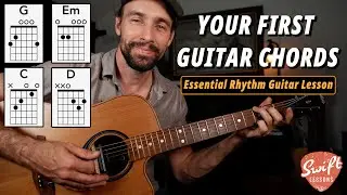 Your First Guitar Chords + Beginner Strumming Pattern & Walking Transitions!