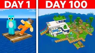 Stranded 100 Days on ONE RAFT in Minecraft!