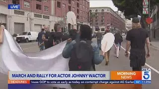 Friends, family of slain ‘General Hospital’ actor Johnny Wactor hold rally for justice in downtown L