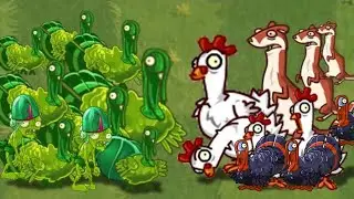 PVZ 2 Zomboid (Turkey Pult & Zoybean Pod) vs Chicken, Weasel, Turkey Zombie