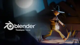 Stylized 3D Cowboy In A Night Scene - A Blender 4.2 Timelapse Tutorial