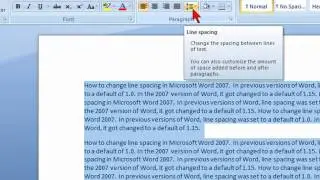 How to change line spacing in Microsoft Word 2007