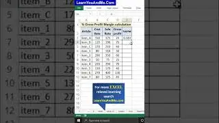 Calculate % gross profit margin in Excel | Gross profit margin formula | Profit margin 