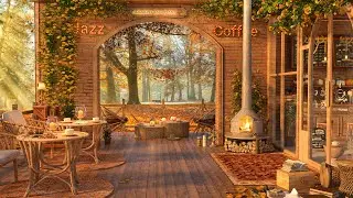 Relaxing Autumn Outdoor Coffee Shop Ambience 4K & Background Instrumental to Relax, Study, Work