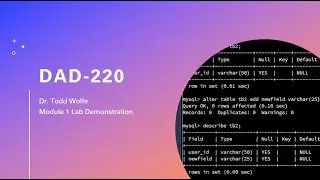 DAD-220 Introduction to Structure Database Environments Lab 1