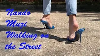 Nando Muzi High Heels Walking with Straps Down, Slingback walk, High Heels Play, Shoeplay (# 1249)