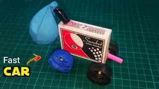 How to make TOY Car | Making a Mini Car That Goes with a Balloon from a Matchbox