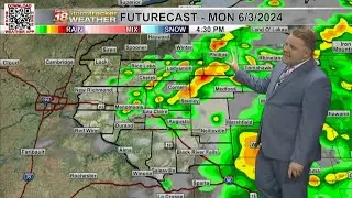 Humid with periods of showers and thunderstorms to begin the week; strong to severe storms possible