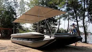 Коммерческий катамаран TRAVEL XXL. Сборка тента | Commercial catamaran TRAVEL XXL. Awning assembly