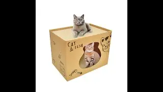 Cat Cardboard House Scratch Pad - Big Double Layer Corrugate Scratchers Box for Indoor Cats