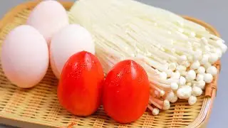 Stir fry Enoki Mushroom | Enoki Mushroom stir fry with Egg and Tomato