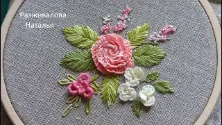 МК. Бразильская вышивка. Цветочный сюжет. Часть 2. Brazilian embroidery. Flower plot. Part 2.
