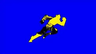 Yellow Superhero Running Action | Comic Book Green Screen