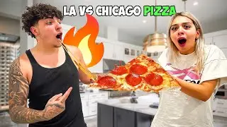 WE COMPARED LA PIZZA vs CHICAGOS PIZZA!! *INSANE CHEESE PULL*