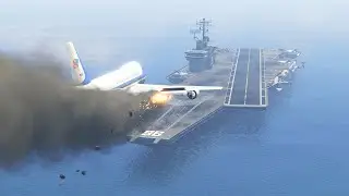 Boeing 747 Emergency Landing On Aircraft Carrier After Engines Explode | GTA 5