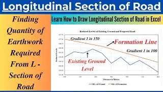 Draw Longitudinal or L Section of Road in Excel and Find Quantity of Earthwork | Solved Problem