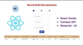 How to Build ReactJS Multi Step Form APP(#6) Hooks(useState & useContext), Context API & Material-UI