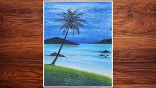 How to draw sea view scenery | Scenery drawing by using soft pastel