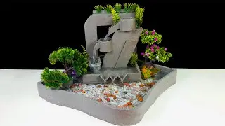 How To Make A Beautiful Multi Layer Tabletop Water Fountain Using Cement and Thermocol