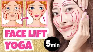 5MIN FACE LIFT + SLIM FACE + DOUBLE CHIN FAT + NO WRINKLES 🔥 AT HOME