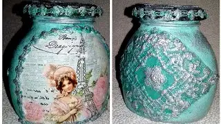 Декор банки для чая. Декор чайной банки. DIY. Баночка для зелёного чая.