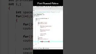Print Diamond 💎 Pattern Program in CPP #shorts