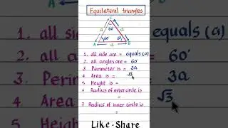 Equilateral Triangle properties #shorts #maths shorts