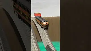 Impossible Weird Wave Rail Tracks VS Trains Crossing - BeamNG.Drive