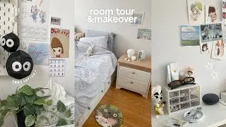 room makeover: pinterest inspired, new desk setup (ikea, tour, decorate w me)