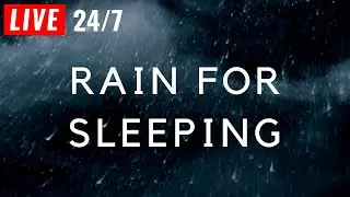 🔴 Rain Sounds for Sleeping with BLACK SCREEN - Sleep FAST with Heavy Rain