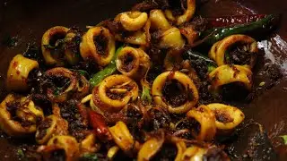 Cashew Chilli Squid Fry Recipe | Kerala Special Squid Fry Recipe | How to make Calamari Fry