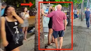 Wow, Grandpa is having an amazing time on Walking Street in Pattaya, Thailand!