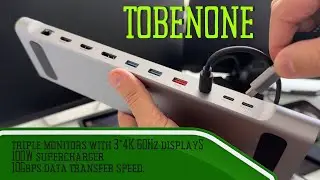 TobenONE USB C Docking Station Dual 2 4K@60Hz Monitor, Laptop Stand & 16-in-1