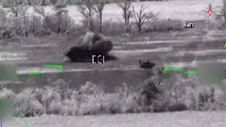 Russian military shows off double tank kill