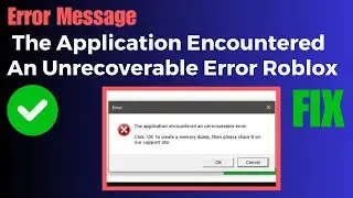 Fix The Application Encountered An Unrecoverable Error Roblox