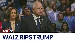 Tim Walz rips into Trump during first rally with Kamala Harris