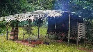 30 Days solo survival CAMPING. Primitive Fishing, Catch and Cook. Bushcraft Survival Shelter