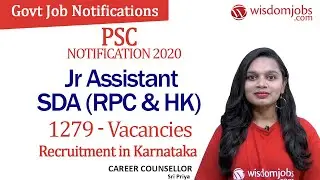 KPSC 2020 Notification | 1279 Jr Assistant/ SDA (RPC & HK) Vacancies in Karnataka @Wisdom Jobs