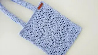 Beautiful crochet bag for summer made of polyester cord