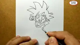 VERY EASY , How to draw son goku dragon ball , manga from japan / learn drawing academy