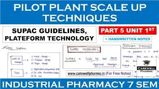 SUPAC Guidelines || Plateform technology || P5 U1 || Pilot plant scale up techniques || IP2 || CP