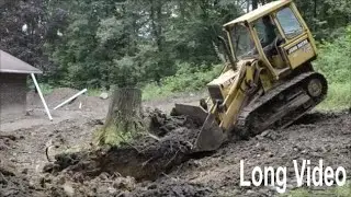 John Deere 555G Stubborn Stump Removal and Excavating (Long Video) 🚜🚧