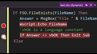 How to Debug VBScript (Visual Studio)